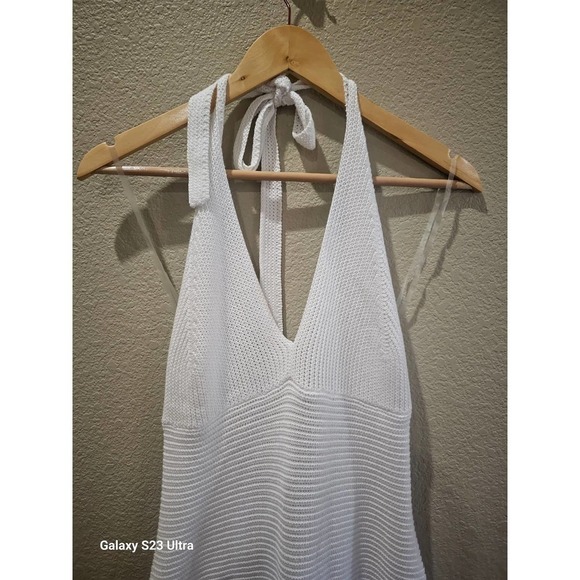 Women's  dress/ swimsuit cover, szXXL, WHITE KNIT halter - Picture 2 of 8